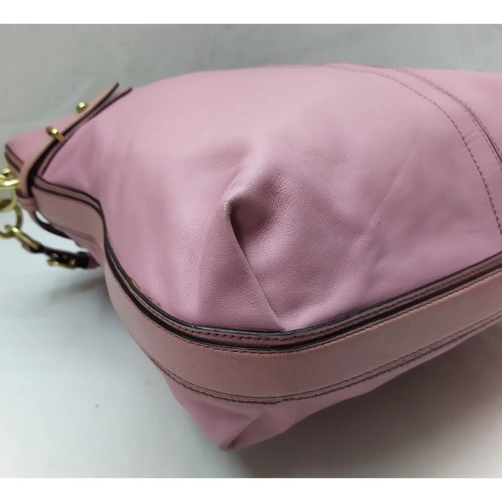 Coach Audrey Pink Leather Zipper Closure Hobo Shoulder bag